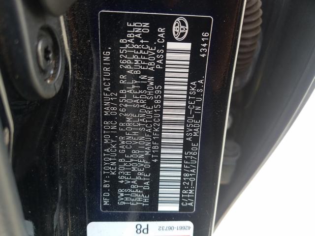 Photo 9 VIN: 4T1BF1FK2CU158595 - TOYOTA CAMRY LE 