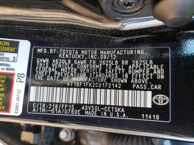 Photo 9 VIN: 4T1BF1FK2CU172142 - TOYOTA CAMRY 