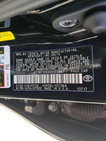 Photo 9 VIN: 4T1BF1FK2CU173887 - TOYOTA CAMRY SE A 