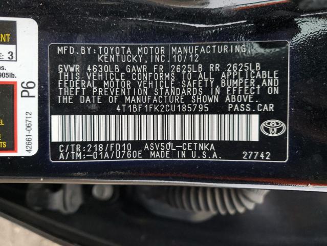 Photo 11 VIN: 4T1BF1FK2CU185795 - TOYOTA CAMRY 