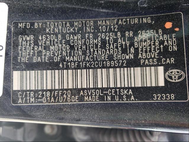 Photo 9 VIN: 4T1BF1FK2CU189572 - TOYOTA CAMRY 