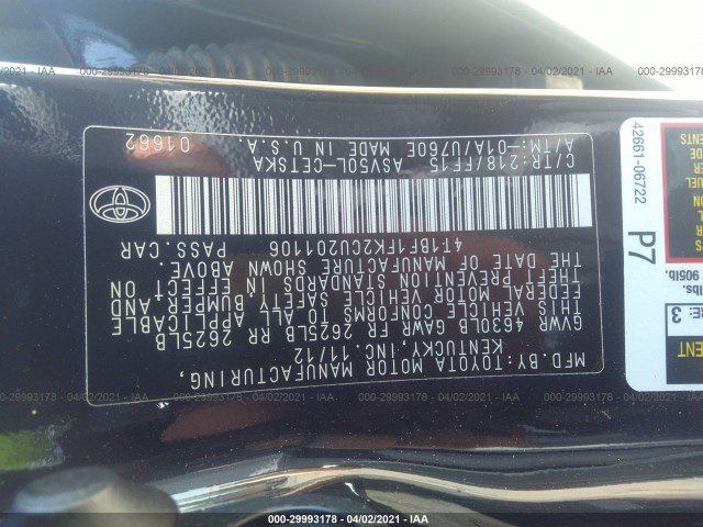 Photo 8 VIN: 4T1BF1FK2CU201106 - TOYOTA CAMRY 