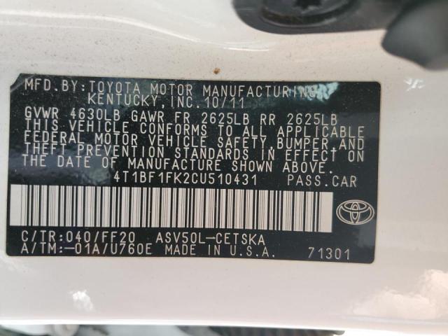 Photo 11 VIN: 4T1BF1FK2CU510431 - TOYOTA CAMRY BASE 