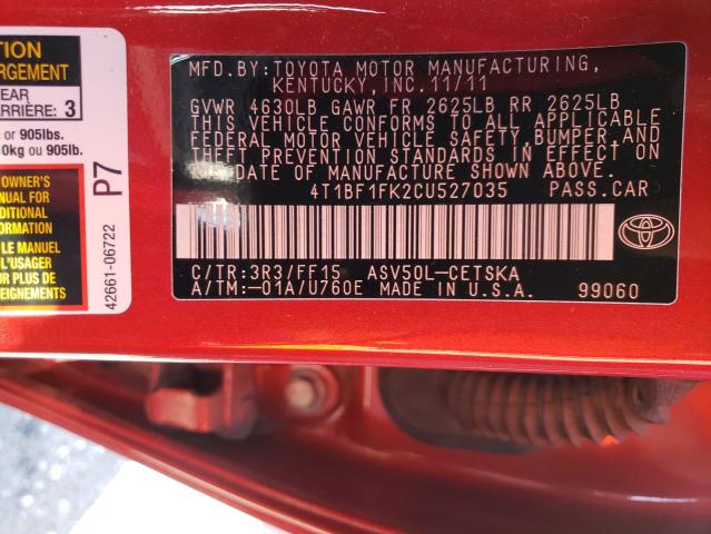 Photo 9 VIN: 4T1BF1FK2CU527035 - TOYOTA CAMRY 