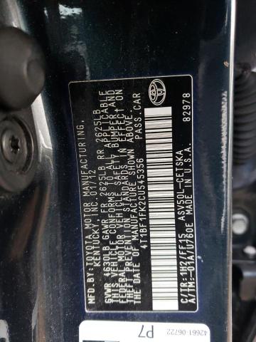 Photo 11 VIN: 4T1BF1FK2CU545356 - TOYOTA CAMRY L AU 