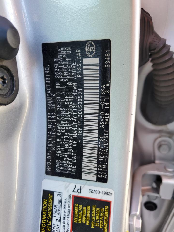 Photo 11 VIN: 4T1BF1FK2CU598591 - TOYOTA CAMRY 