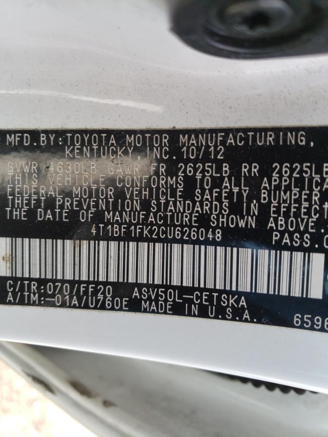 Photo 9 VIN: 4T1BF1FK2CU626048 - TOYOTA CAMRY BASE 