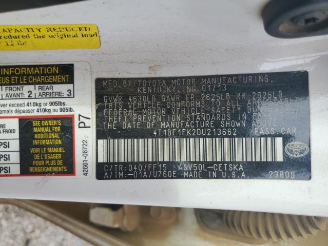 Photo 11 VIN: 4T1BF1FK2DU213662 - TOYOTA CAMRY L 