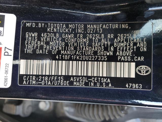 Photo 12 VIN: 4T1BF1FK2DU227335 - TOYOTA CAMRY L 