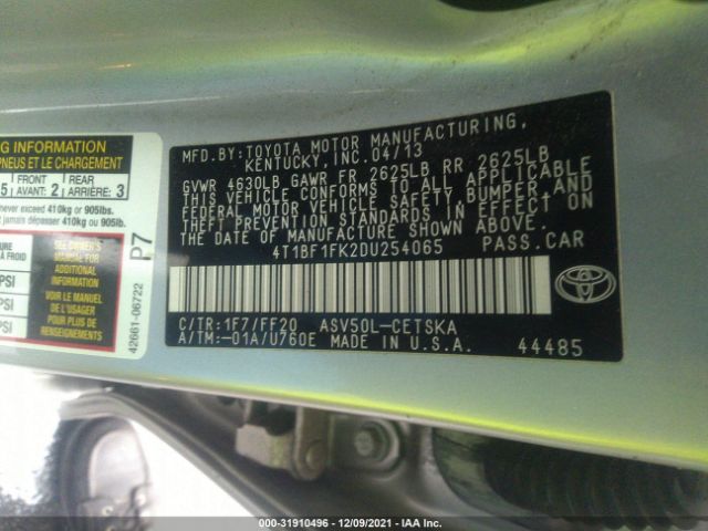 Photo 8 VIN: 4T1BF1FK2DU254065 - TOYOTA CAMRY 