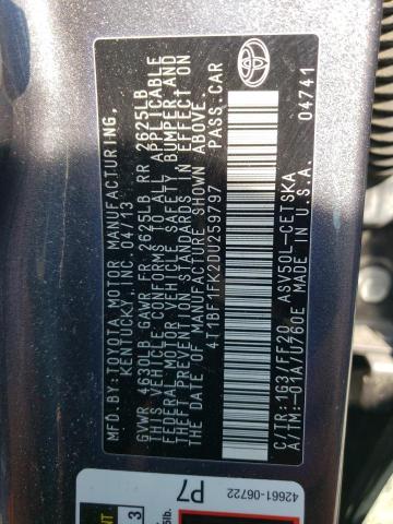 Photo 11 VIN: 4T1BF1FK2DU259797 - TOYOTA CAMRY L 