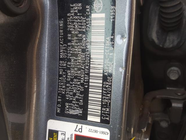 Photo 9 VIN: 4T1BF1FK2DU263493 - TOYOTA CAMRY L 