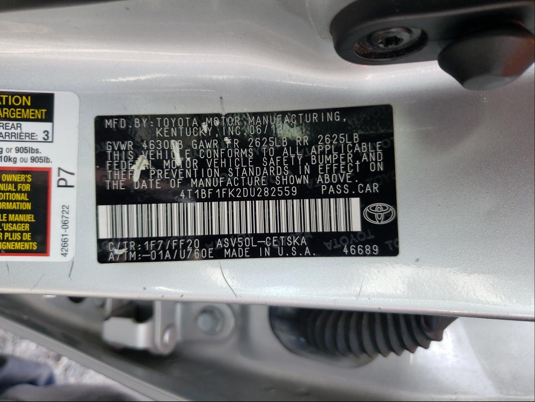 Photo 9 VIN: 4T1BF1FK2DU282559 - TOYOTA CAMRY 