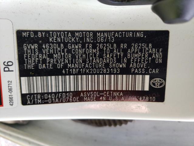 Photo 12 VIN: 4T1BF1FK2DU283193 - TOYOTA CAMRY L 