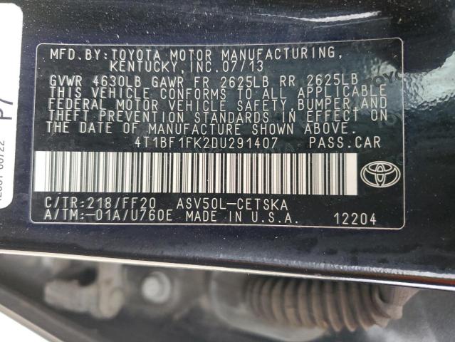 Photo 11 VIN: 4T1BF1FK2DU291407 - TOYOTA CAMRY 