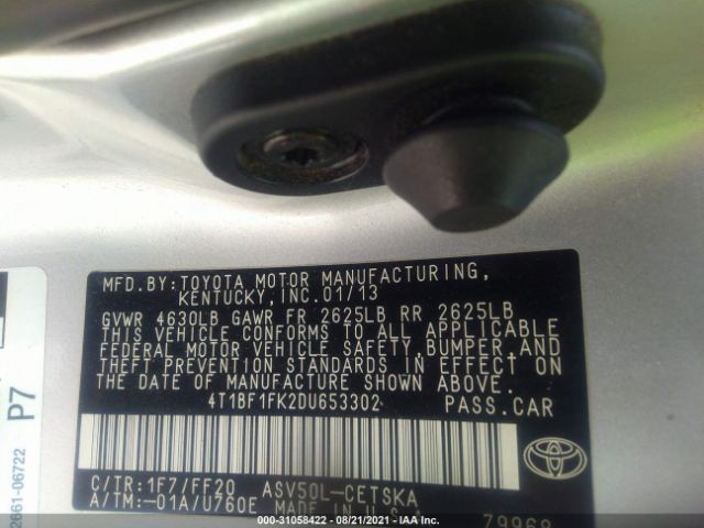 Photo 8 VIN: 4T1BF1FK2DU653302 - TOYOTA CAMRY 