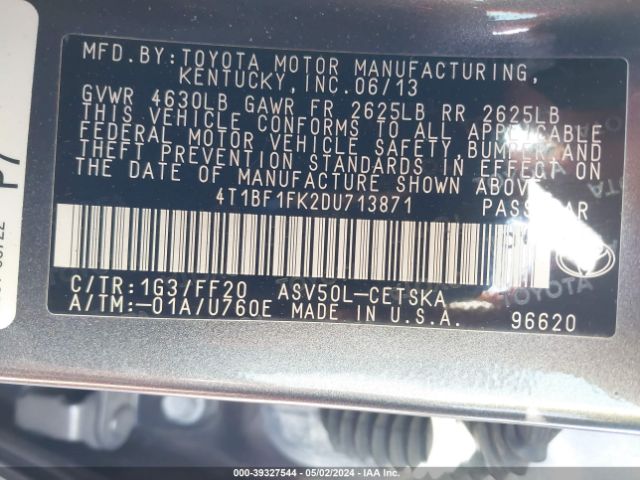 Photo 8 VIN: 4T1BF1FK2DU713871 - TOYOTA CAMRY 