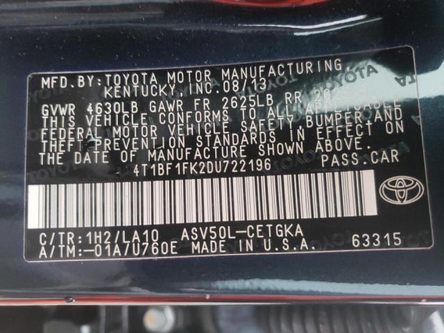 Photo 9 VIN: 4T1BF1FK2DU722196 - TOYOTA CAMRY L 