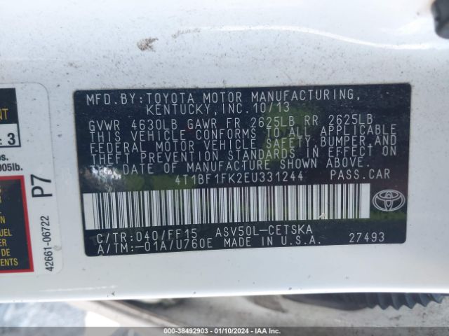 Photo 8 VIN: 4T1BF1FK2EU331244 - TOYOTA CAMRY 