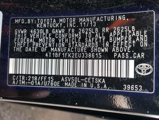 Photo 11 VIN: 4T1BF1FK2EU338615 - TOYOTA CAMRY 