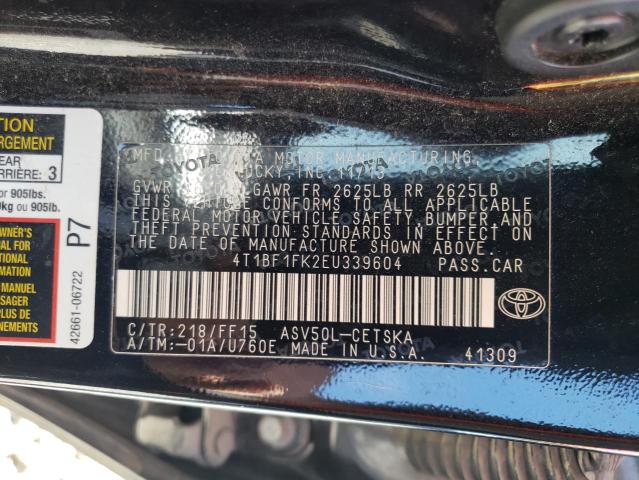 Photo 9 VIN: 4T1BF1FK2EU339604 - TOYOTA CAMRY L 