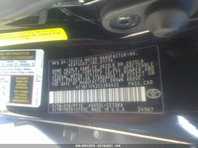 Photo 8 VIN: 4T1BF1FK2EU360422 - TOYOTA CAMRY 