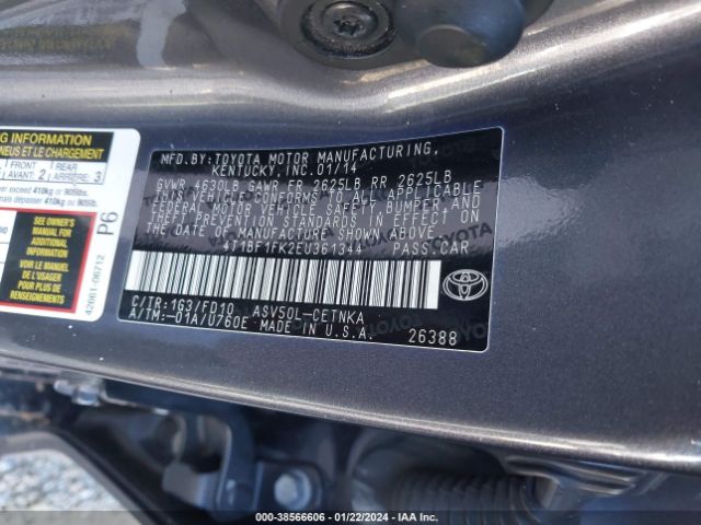 Photo 8 VIN: 4T1BF1FK2EU361344 - TOYOTA CAMRY 