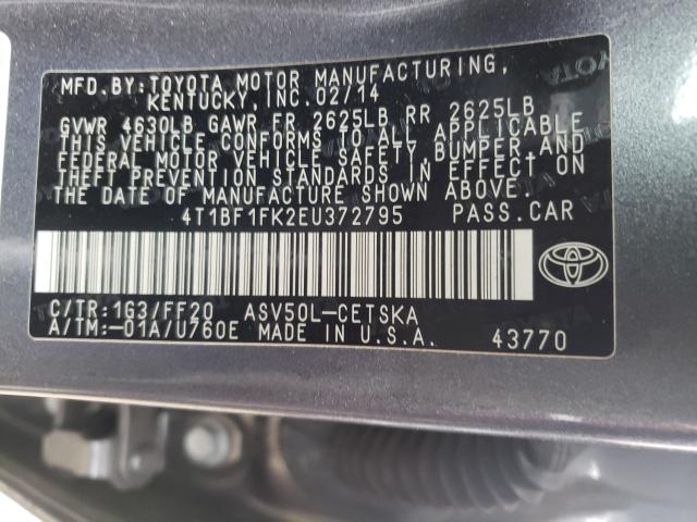 Photo 9 VIN: 4T1BF1FK2EU372795 - TOYOTA CAMRY L 