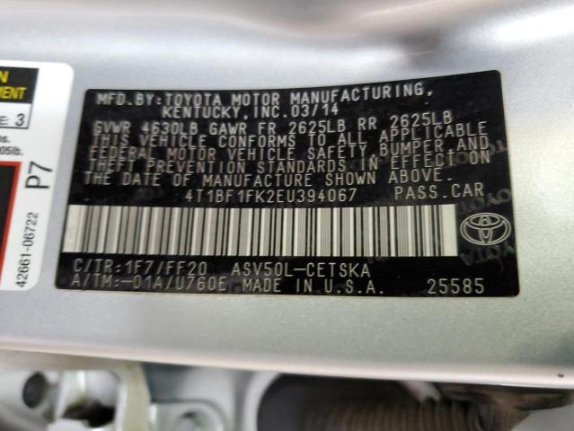 Photo 11 VIN: 4T1BF1FK2EU394067 - TOYOTA CAMRY 