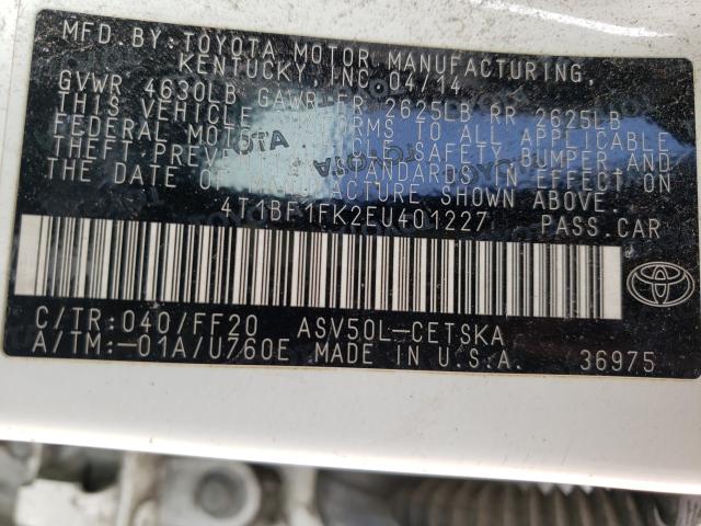 Photo 9 VIN: 4T1BF1FK2EU401227 - TOYOTA CAMRY L 