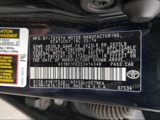 Photo 9 VIN: 4T1BF1FK2EU414348 - TOYOTA CAMRY L 