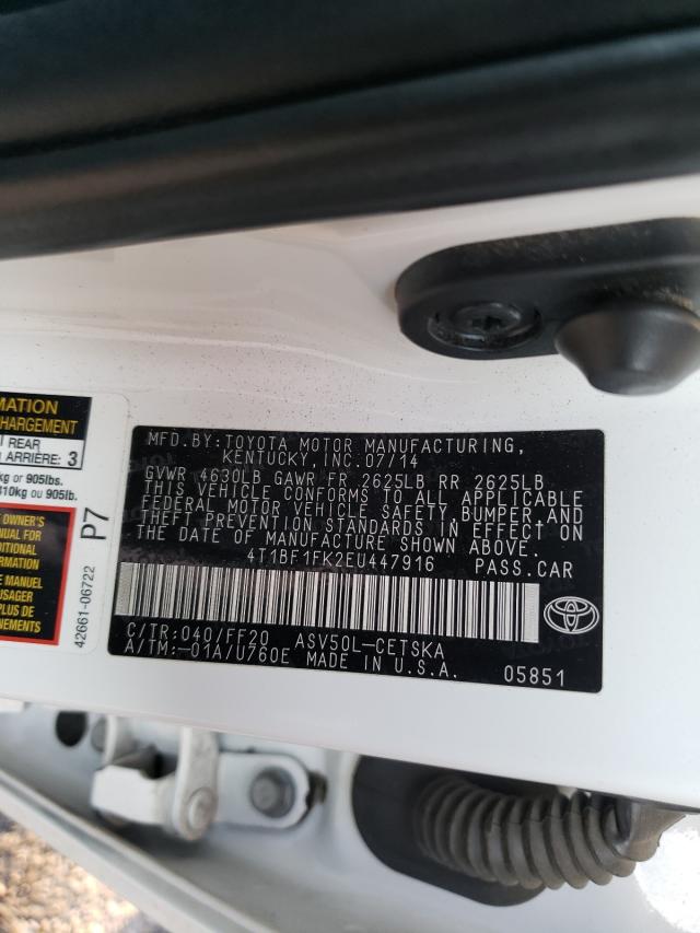 Photo 9 VIN: 4T1BF1FK2EU447916 - TOYOTA CAMRY L 