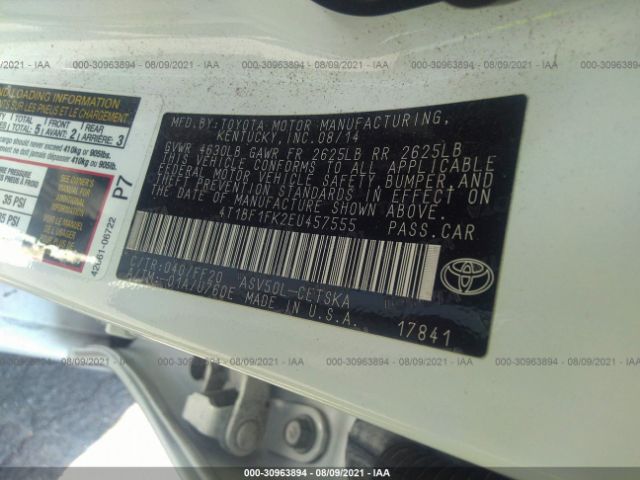 Photo 8 VIN: 4T1BF1FK2EU457555 - TOYOTA CAMRY 