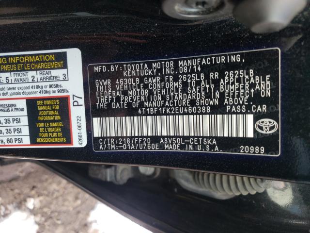 Photo 9 VIN: 4T1BF1FK2EU460388 - TOYOTA CAMRY L 