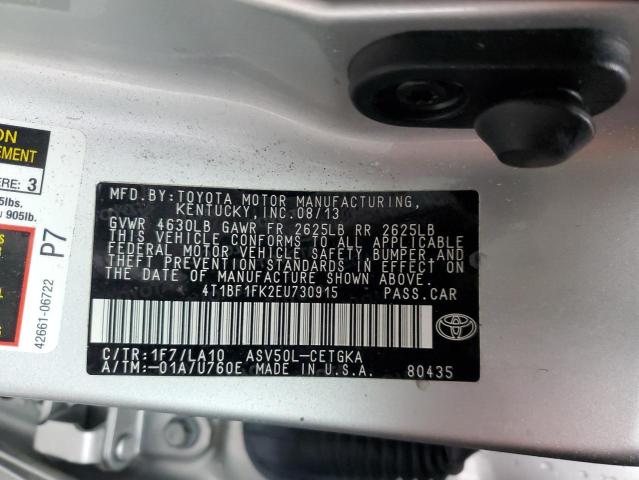 Photo 12 VIN: 4T1BF1FK2EU730915 - TOYOTA CAMRY L 