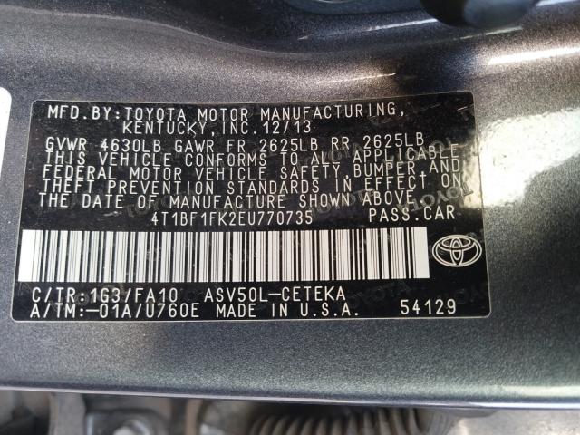 Photo 9 VIN: 4T1BF1FK2EU770735 - TOYOTA CAMRY L 