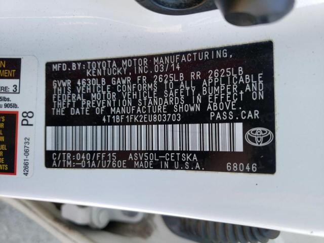 Photo 9 VIN: 4T1BF1FK2EU803703 - TOYOTA CAMRY L 