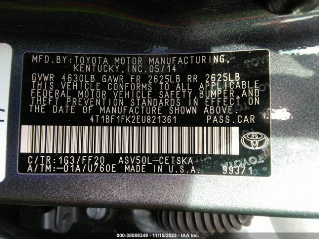 Photo 8 VIN: 4T1BF1FK2EU821361 - TOYOTA CAMRY 