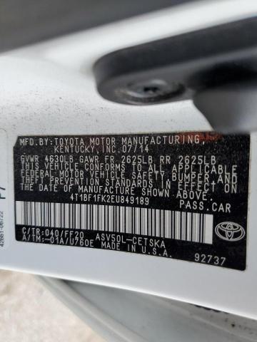 Photo 9 VIN: 4T1BF1FK2EU849189 - TOYOTA CAMRY L 