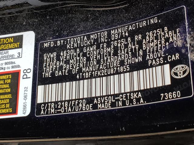 Photo 9 VIN: 4T1BF1FK2EU871855 - TOYOTA CAMRY L 