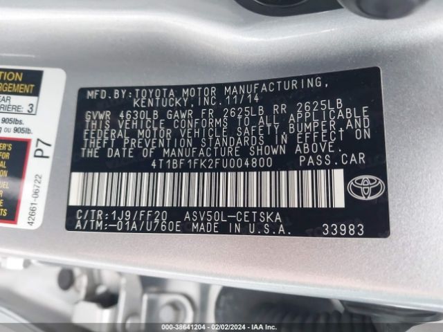 Photo 8 VIN: 4T1BF1FK2FU004800 - TOYOTA CAMRY 