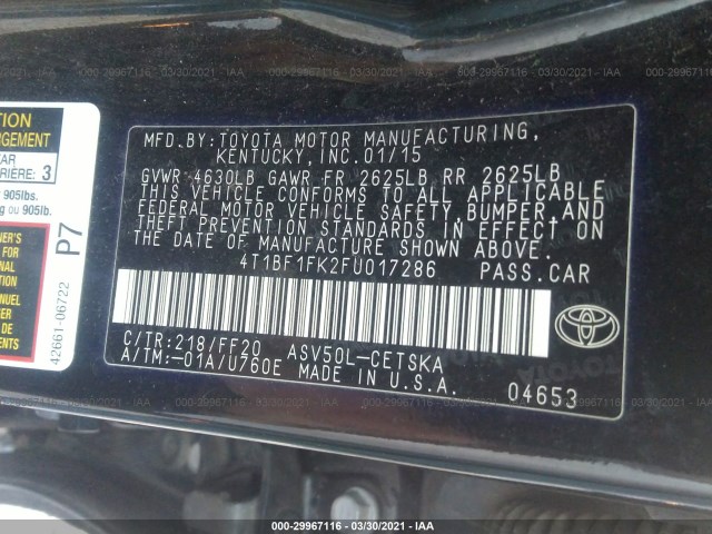 Photo 8 VIN: 4T1BF1FK2FU017286 - TOYOTA CAMRY 