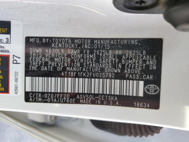 Photo 9 VIN: 4T1BF1FK2FU025792 - TOYOTA CAMRY LE 