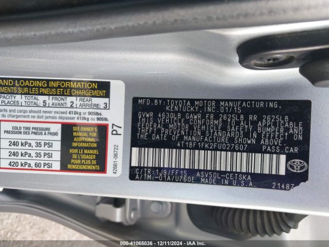 Photo 8 VIN: 4T1BF1FK2FU027607 - TOYOTA CAMRY 