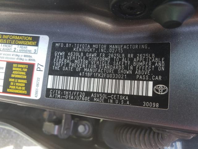 Photo 9 VIN: 4T1BF1FK2FU033021 - TOYOTA CAMRY LE 