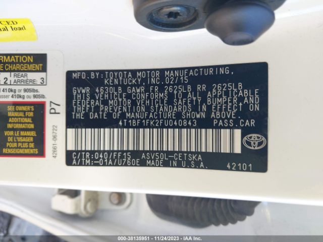 Photo 8 VIN: 4T1BF1FK2FU040843 - TOYOTA CAMRY 