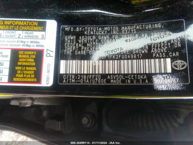 Photo 8 VIN: 4T1BF1FK2FU049817 - TOYOTA CAMRY 