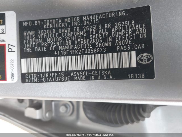 Photo 8 VIN: 4T1BF1FK2FU058873 - TOYOTA CAMRY 