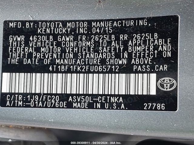 Photo 8 VIN: 4T1BF1FK2FU065712 - TOYOTA CAMRY 