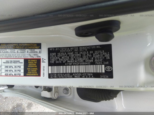 Photo 8 VIN: 4T1BF1FK2FU068402 - TOYOTA CAMRY 